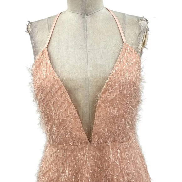 About Us Revolve Natalie Mini Dress Textured‎ Plunge Neck Pink Size Medium - Picture 3 of 15